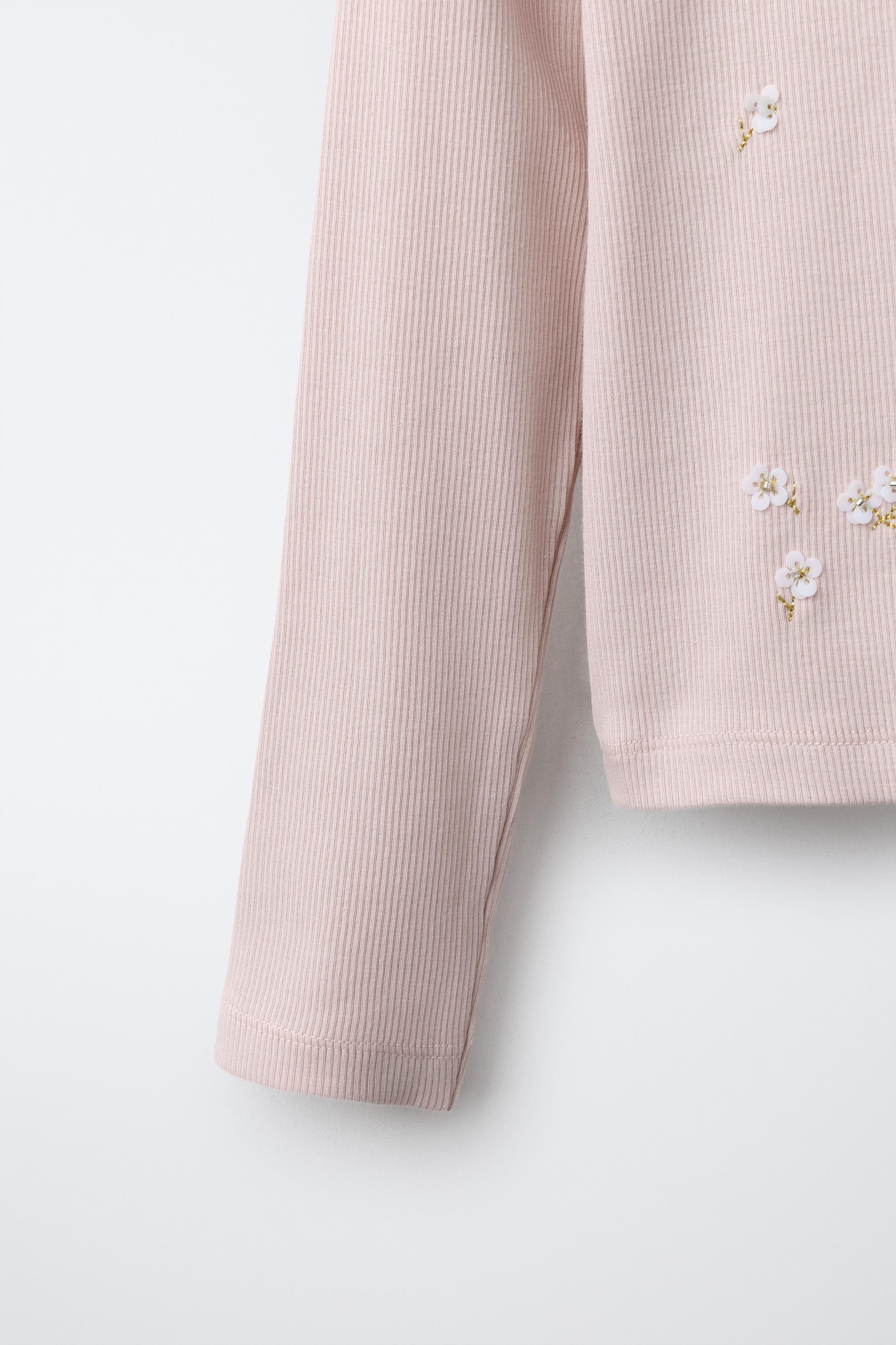 PEARL EMBROIDERED RIB T-SHIRT